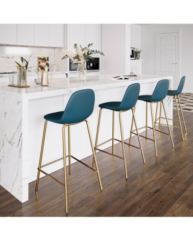 Chaise de bar mi-hauteur 65 cm bleue (lot de 2)