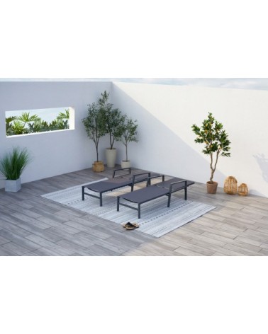 Lot de 2 transats en aluminium gris foncé