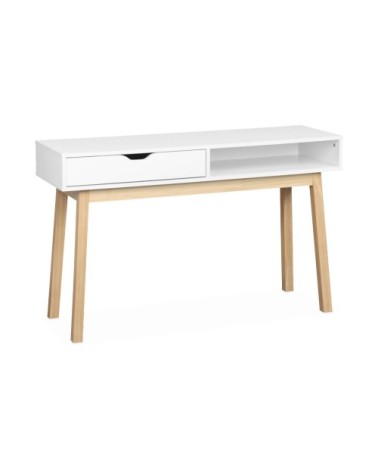 Console scandinave blanche avec un tiroir