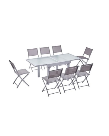 Table de jardin extensible 8 places et 8 chaises