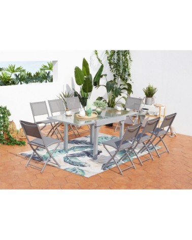 Table de jardin extensible 8 places et 8 chaises