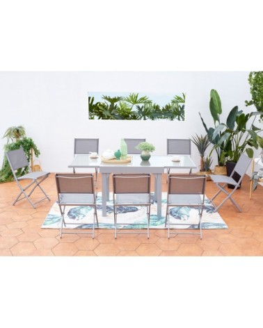 Table de jardin extensible 8 places et 8 chaises