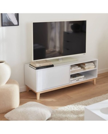 Meuble tv scandinave blanc, 1 tiroir