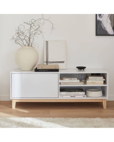 Meuble tv scandinave blanc, 1 tiroir
