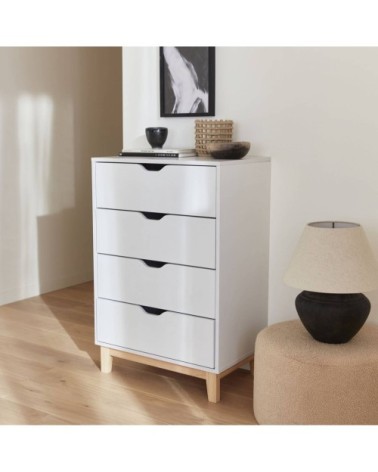 Commode blanche scandinave, 4 tiroirs