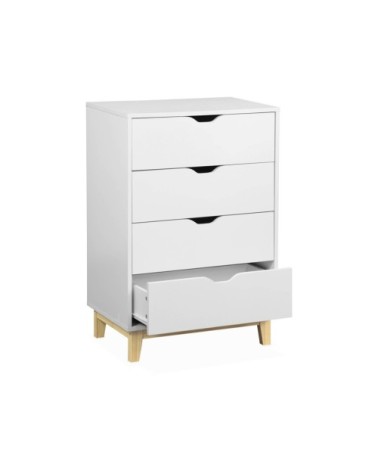 Commode blanche scandinave, 4 tiroirs