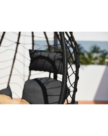 Fauteuil suspendu noir en résine effet rotin