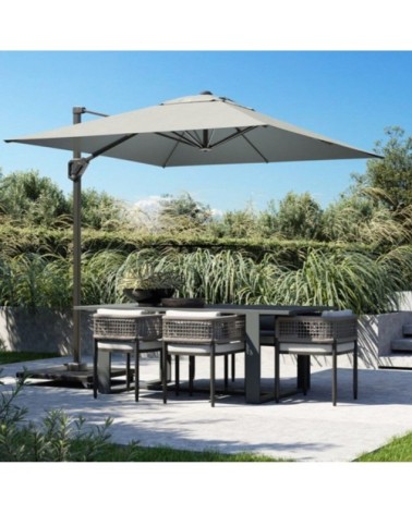 Parasol déporté rectangulaire 3x2 m simple inclinaison gris clair