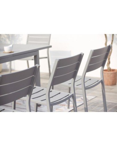 Table de jardin extensible 6 chaises et 2 fauteuils en alu