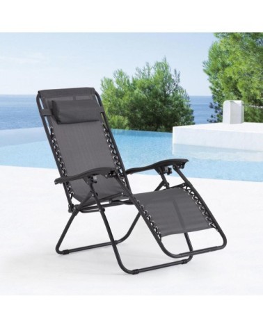 Transat inclinable noir et gris foncé
