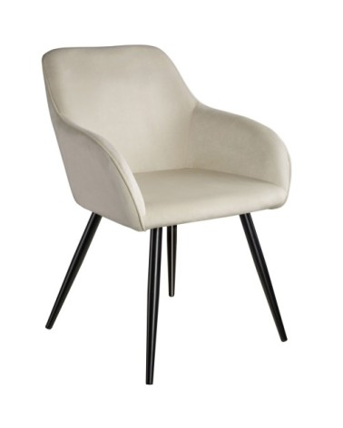 Chaise MARILYN Effet Velours Style Scandinave crème/noir