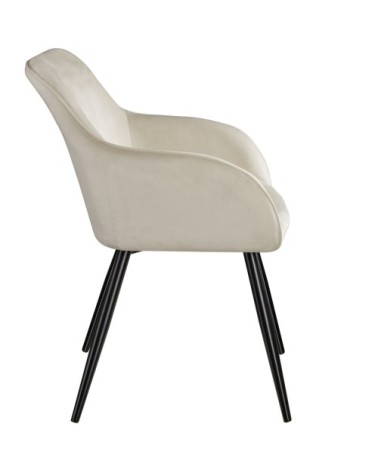 Chaise MARILYN Effet Velours Style Scandinave crème/noir