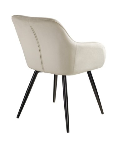 Chaise MARILYN Effet Velours Style Scandinave crème/noir