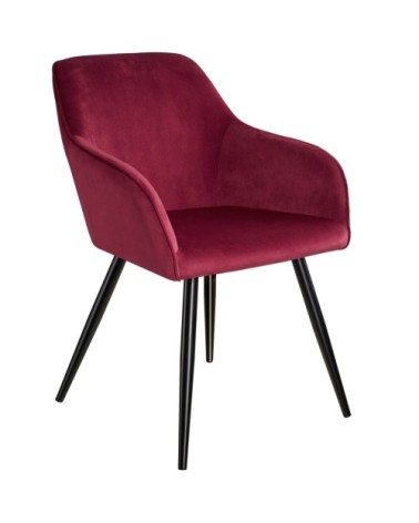 Chaise MARILYN Effet Velours Style Scandinave bordeaux/noir