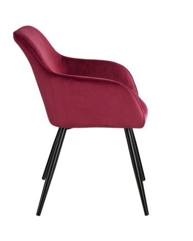 Chaise MARILYN Effet Velours Style Scandinave bordeaux/noir