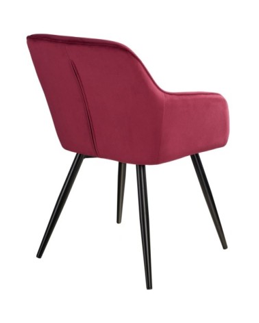 Chaise MARILYN Effet Velours Style Scandinave bordeaux/noir