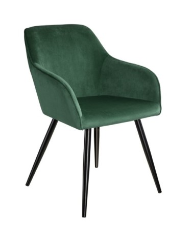 Chaise MARILYN Effet Velours Style Scandinave vert foncé/noir
