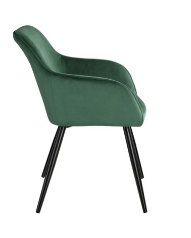 Chaise MARILYN Effet Velours Style Scandinave vert foncé/noir