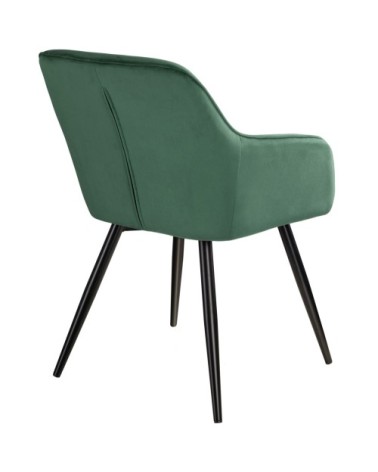 Chaise MARILYN Effet Velours Style Scandinave vert foncé/noir