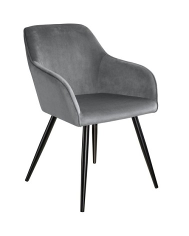 Chaise MARILYN Effet Velours Style Scandinave gris/noir