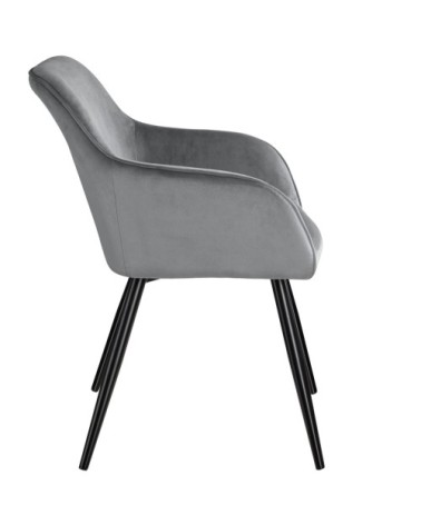Chaise MARILYN Effet Velours Style Scandinave gris/noir