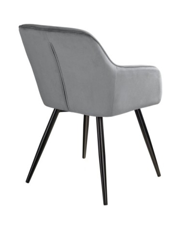 Chaise MARILYN Effet Velours Style Scandinave gris/noir
