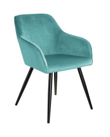Chaise MARILYN Effet Velours Style Scandinave turquoise/noir