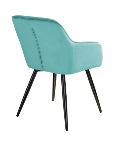 Chaise MARILYN Effet Velours Style Scandinave turquoise/noir