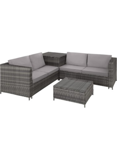 Canapé de jardin SIENNE 4 places avec coffre  gris/gris clair