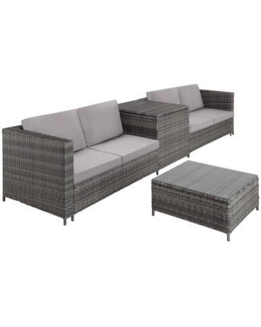 Canapé de jardin SIENNE 4 places avec coffre  gris/gris clair