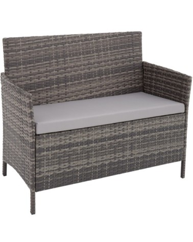 Salon de jardin MADERE avec 2 fauteuils banc et une table gris