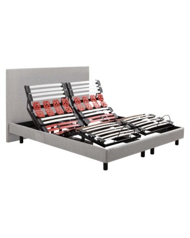 Ensemble sommier électrique et tête de lit gris clair 2 x 80 x 200 cm