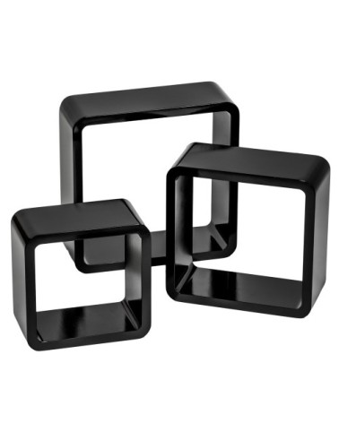 Lot de 3 étagères cube LENA effet noir