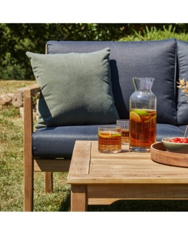 Salon de jardin en bois clair et corde