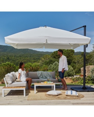 Parasol déporté inclinable blanc 3x3m