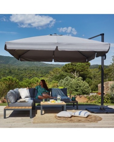 Parasol déporté inclinable gris anthracite 3x3m