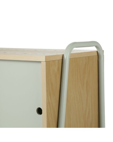 Meuble de rangement 2 portes beige et vert