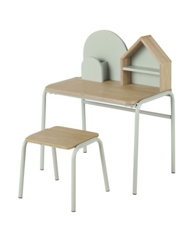 Bureau et chaise coloris vert et naturel