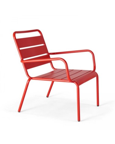 Fauteuil de jardin bas relax acier rouge