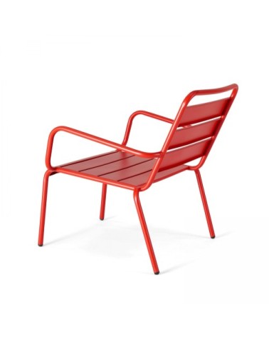 Fauteuil de jardin bas relax acier rouge