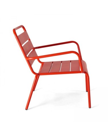 Fauteuil de jardin bas relax acier rouge