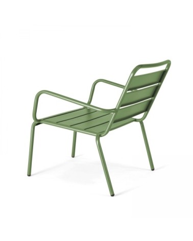 Fauteuil de jardin bas relax acier vert cactus