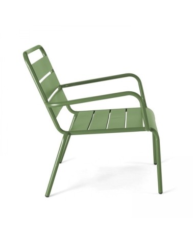 Fauteuil de jardin bas relax acier vert cactus