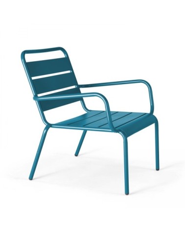 Fauteuil de jardin bas relax acier bleu pacific