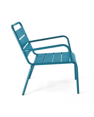 Fauteuil de jardin bas relax acier bleu pacific