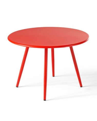 Table basse ronde en métal rouge