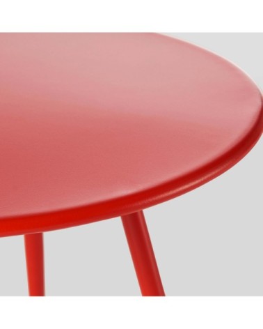 Table basse ronde en métal rouge