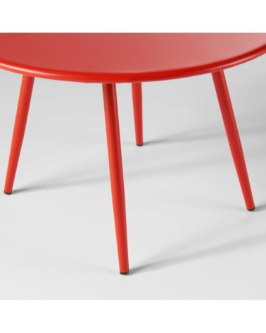 Table basse ronde en métal rouge
