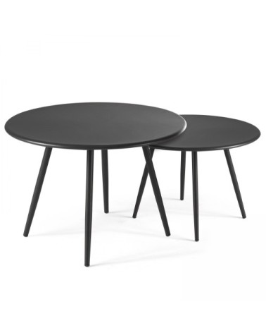 Lot de 2 tables basses ronde en acier anthracite