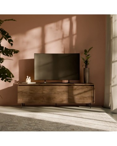 Meuble tv 3 portes effet noyer